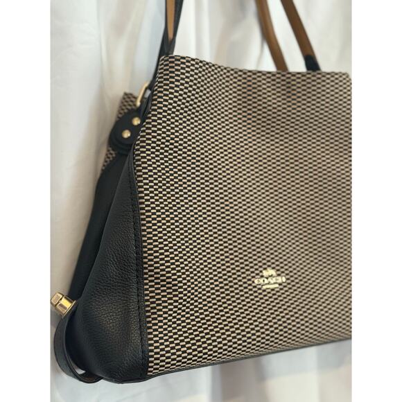 Coach Edie Legacy Woven Black Shoulder Purse- - Picture 2 of 12